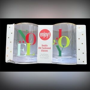 Holiday Double Old-Fashioned Glasses - Red, Green, Gold